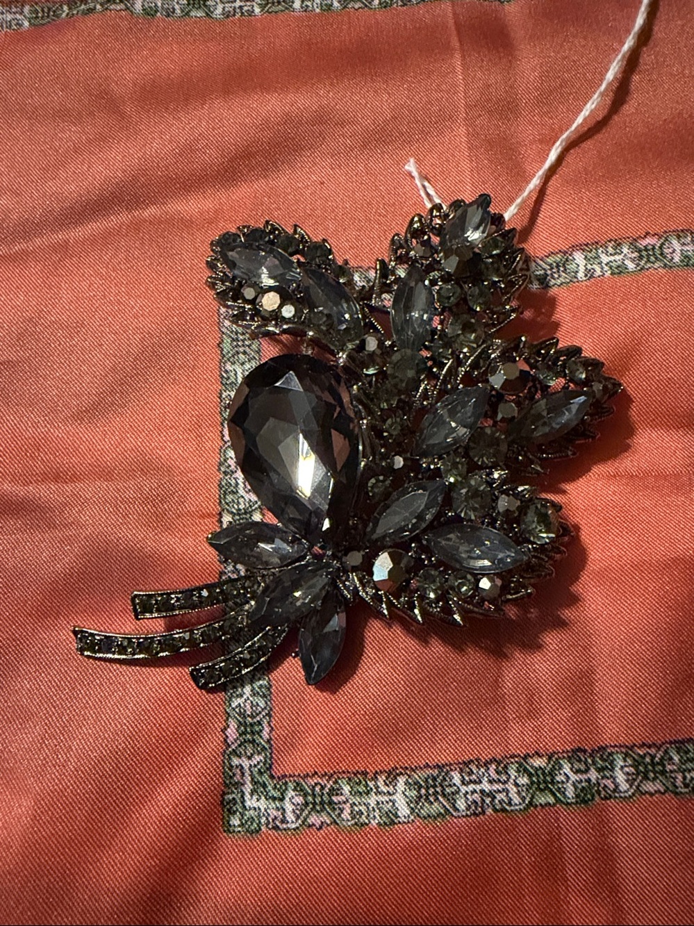 Smoky Crystal Leaf Brooch - Women Jewelry - 95